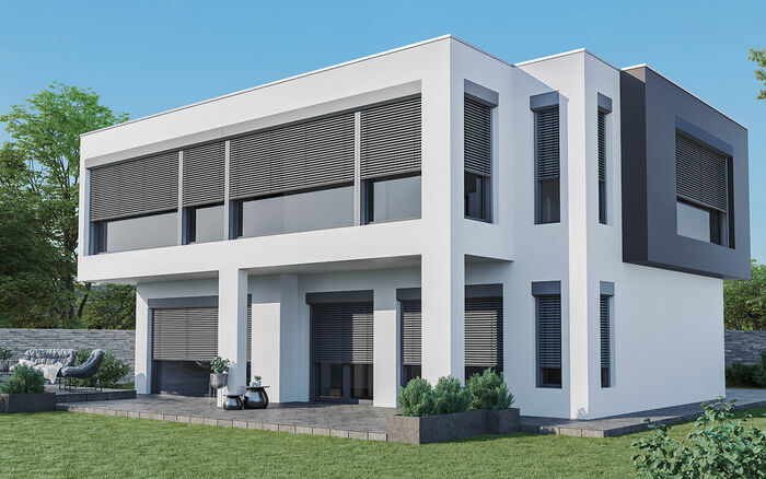 Front-mounted venetian blind